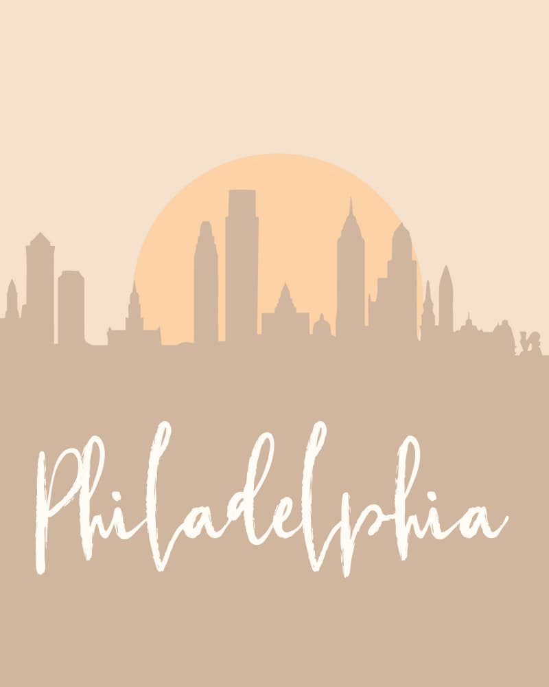 Philadelphia Skyline Sunset by Emiliano Deificus — canvas wall art