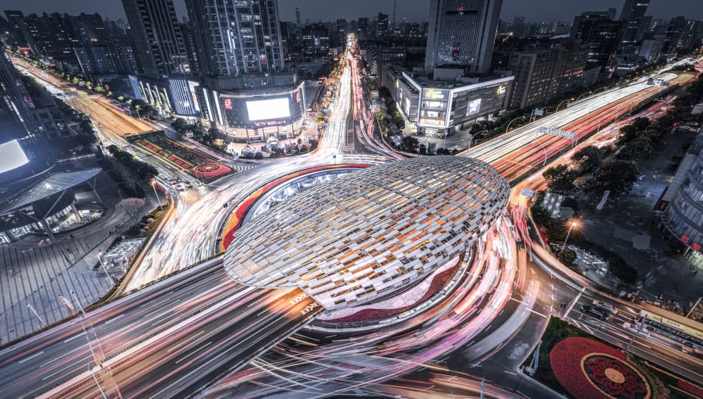 Urban Night Flow by Ran Shen — canvas wall art