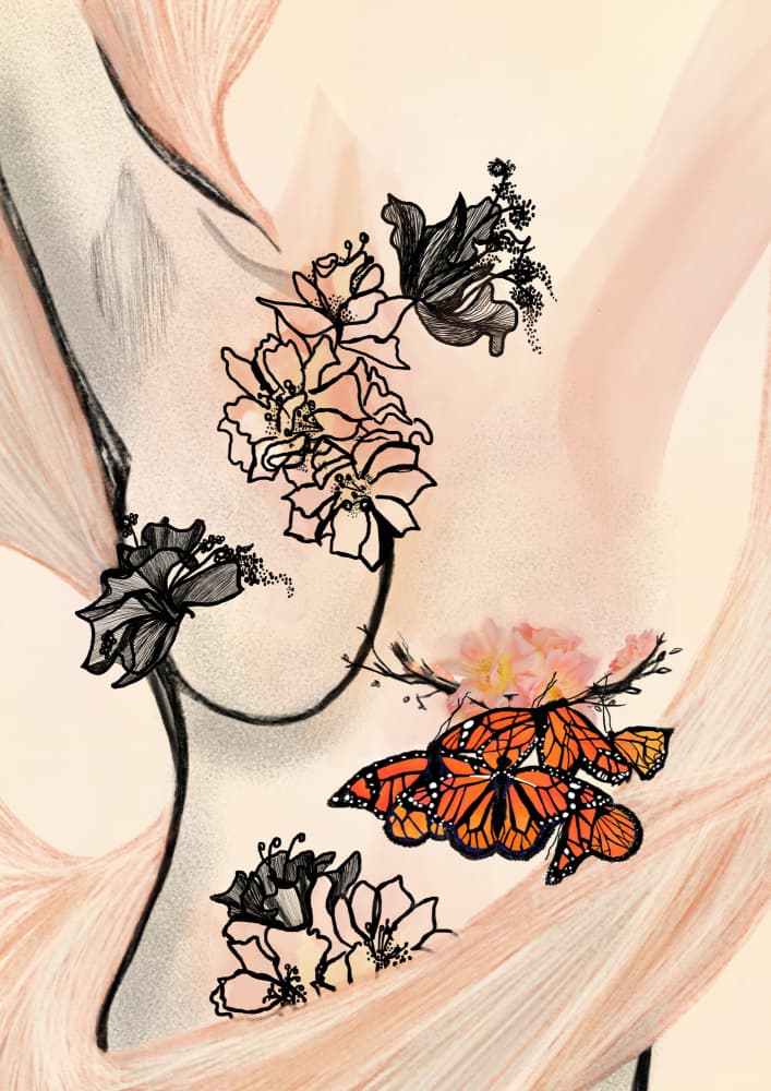 Feminine Floral Butterflies by Art by the Ocean — canvas wall art