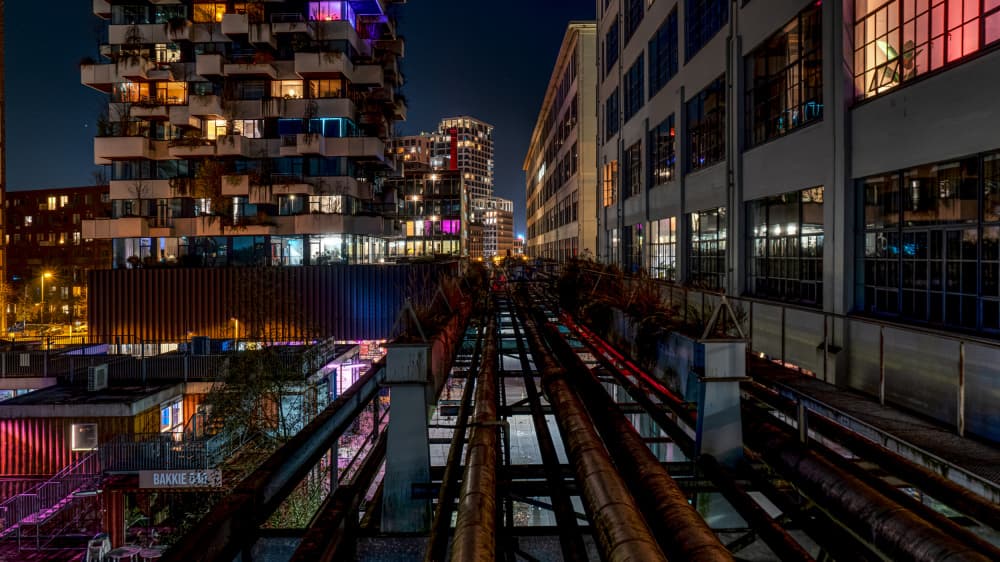 Urban Pipes At Night by Fred Louwen — canvas wall art