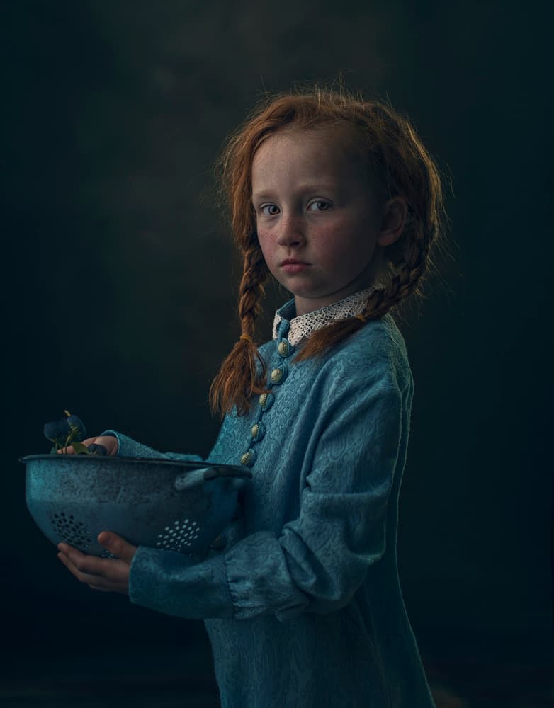 Pensive Girl with Colander by Ewa Cwikla — canvas wall art