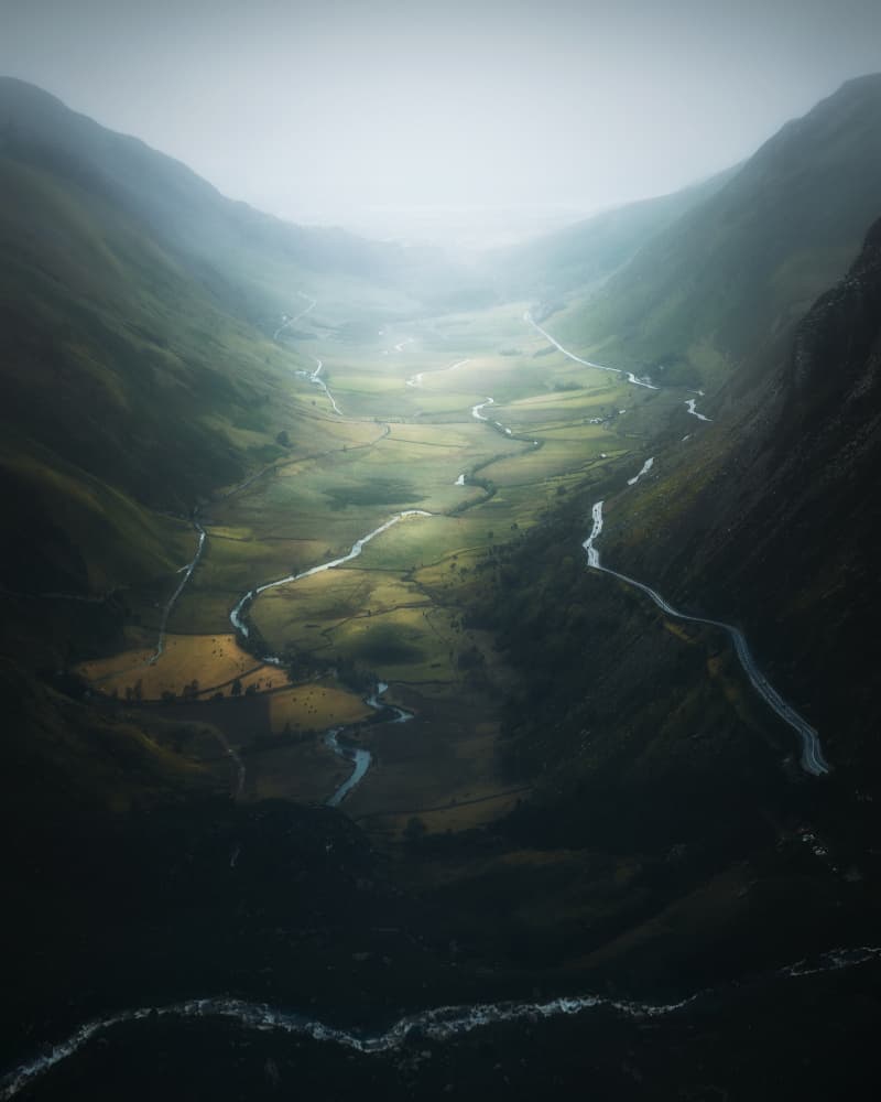 Sunlit Valley River by David George — canvas wall art