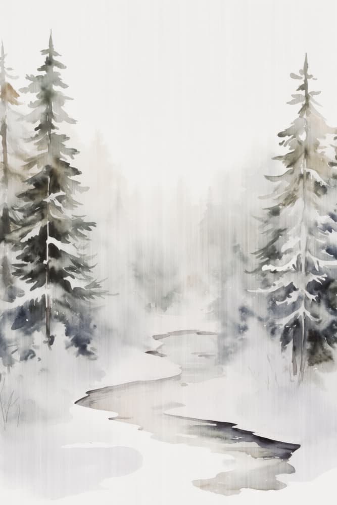 Snowy Forest Stream by Andrea Haase — canvas wall art