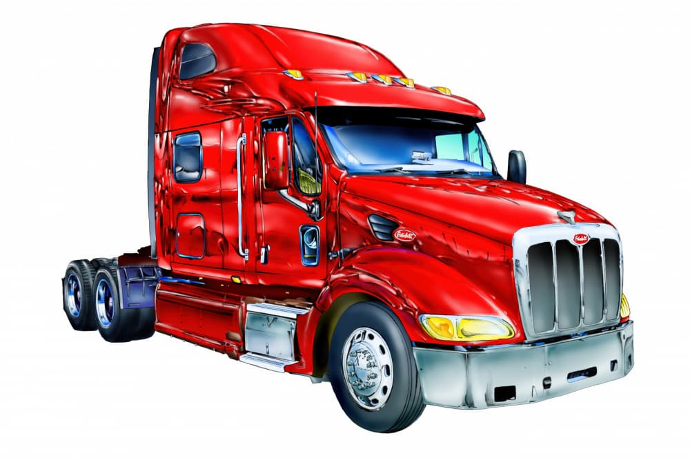 Powerful Red Semi Truck by Rafal Kulik — canvas wall art
