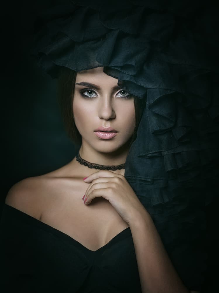 Elegant Dark Portrait by Yuri Shevchenko — canvas wall art