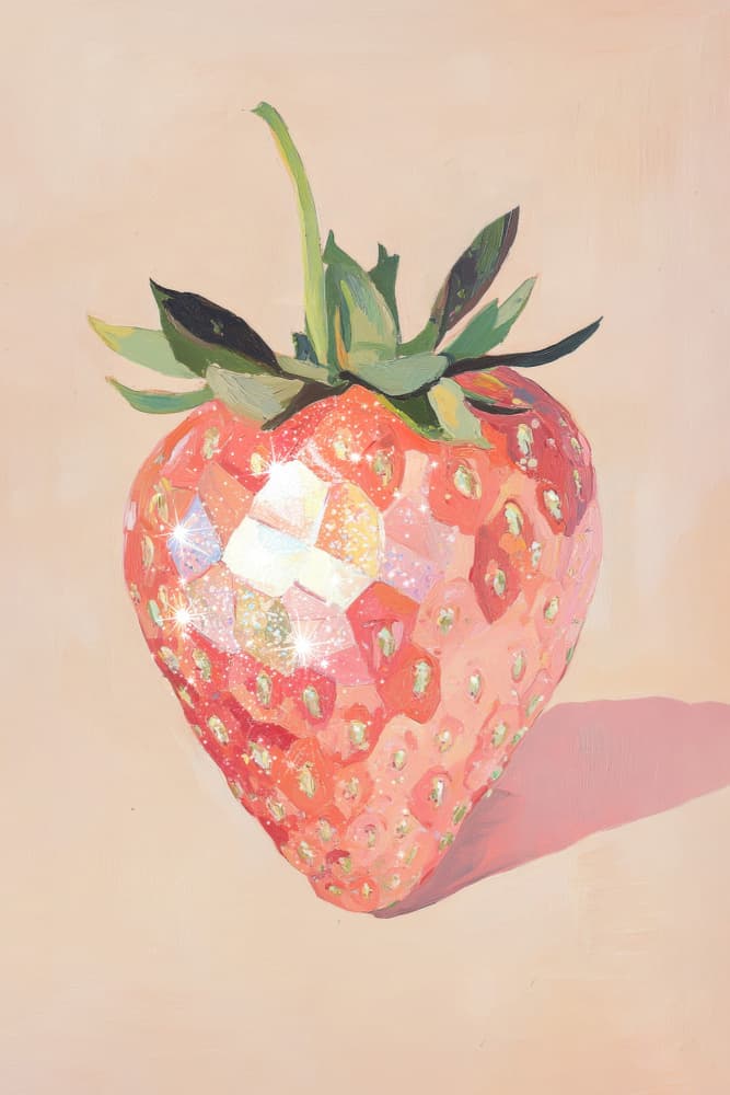 Sparkling Strawberry by Melloi Art Prints — canvas wall art