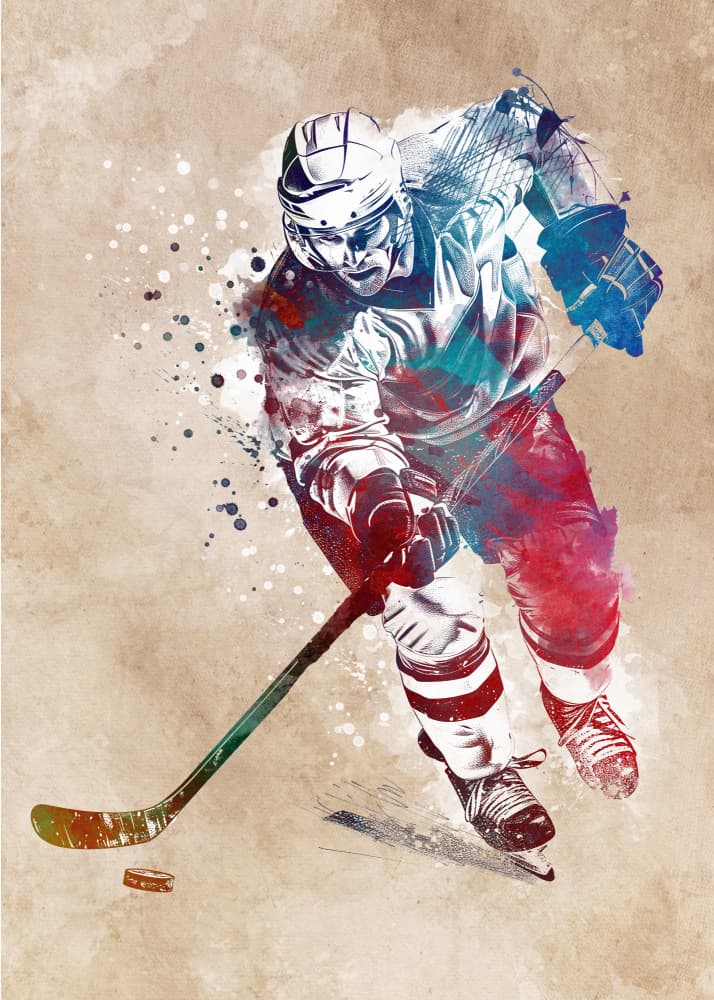 Dynamic Hockey Action by Justyna Jaszke — canvas wall art