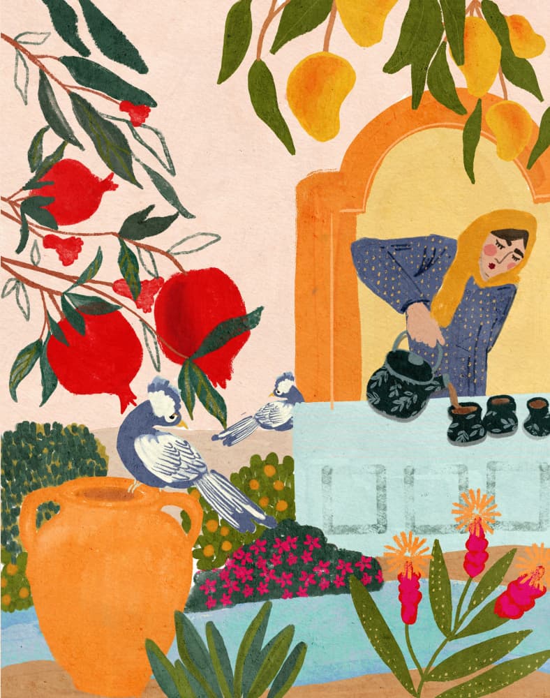 Garden Tea Time by Erum Khalili — canvas wall art