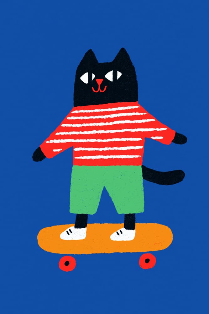 Skating cat by Treechild — canvas wall art