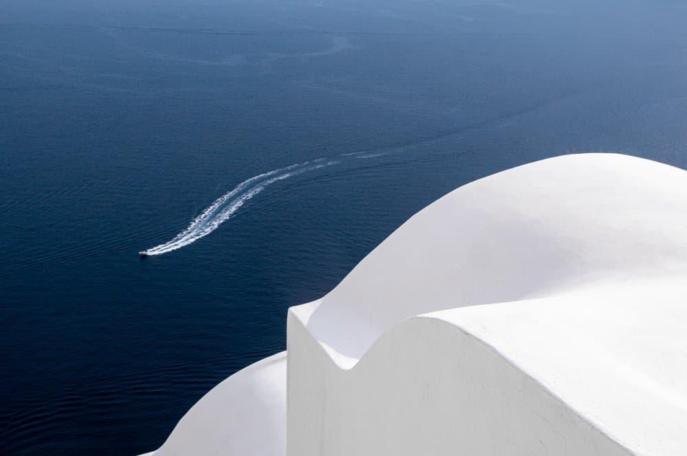 White Curves Blue Sea by Markus Auerbach — canvas wall art