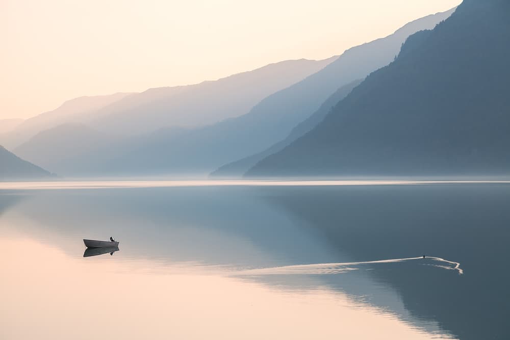 Misty Mountain Lake by Gustav Davidsson — canvas wall art