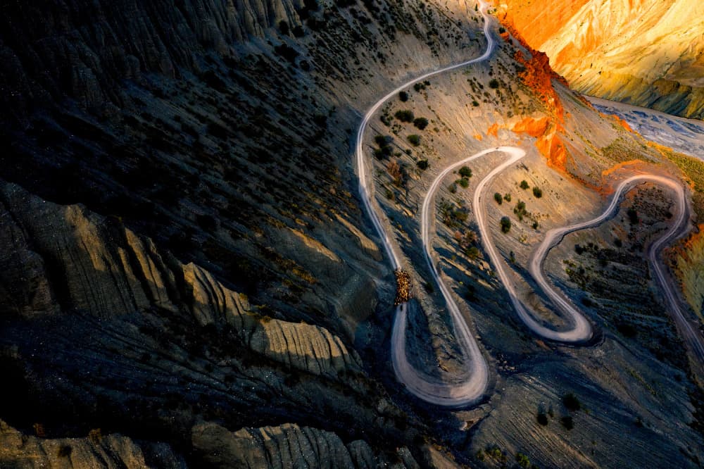 Aerial Canyon Road Trails by konglingming — canvas wall art
