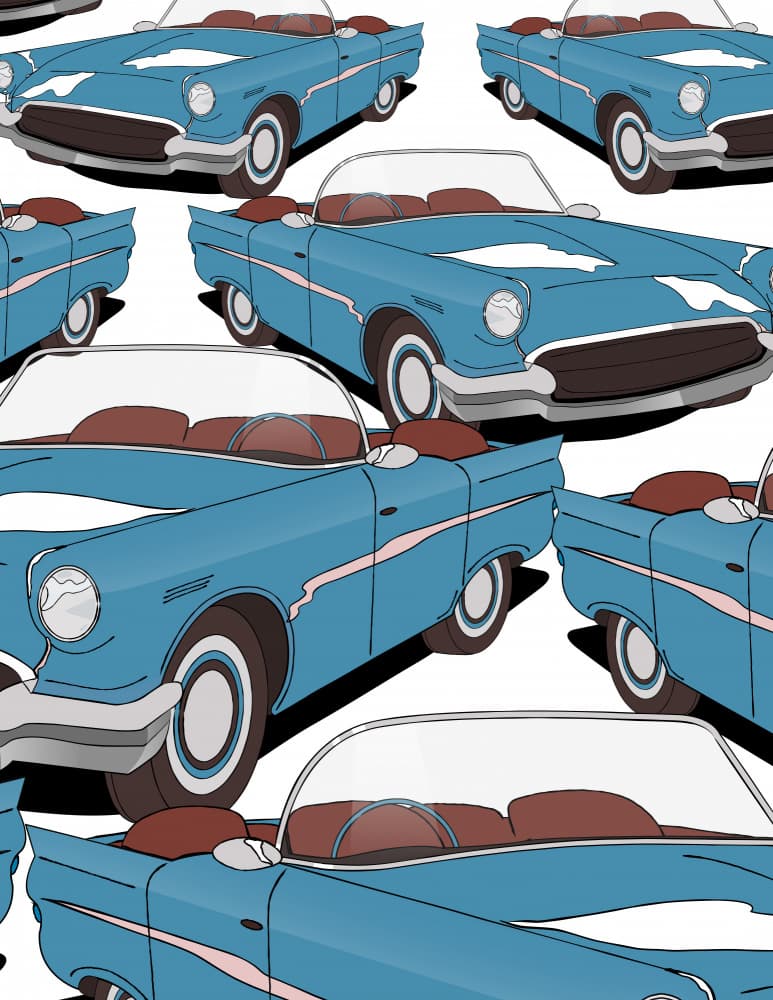 Classic Blue Convertibles by Nicholas — canvas wall art