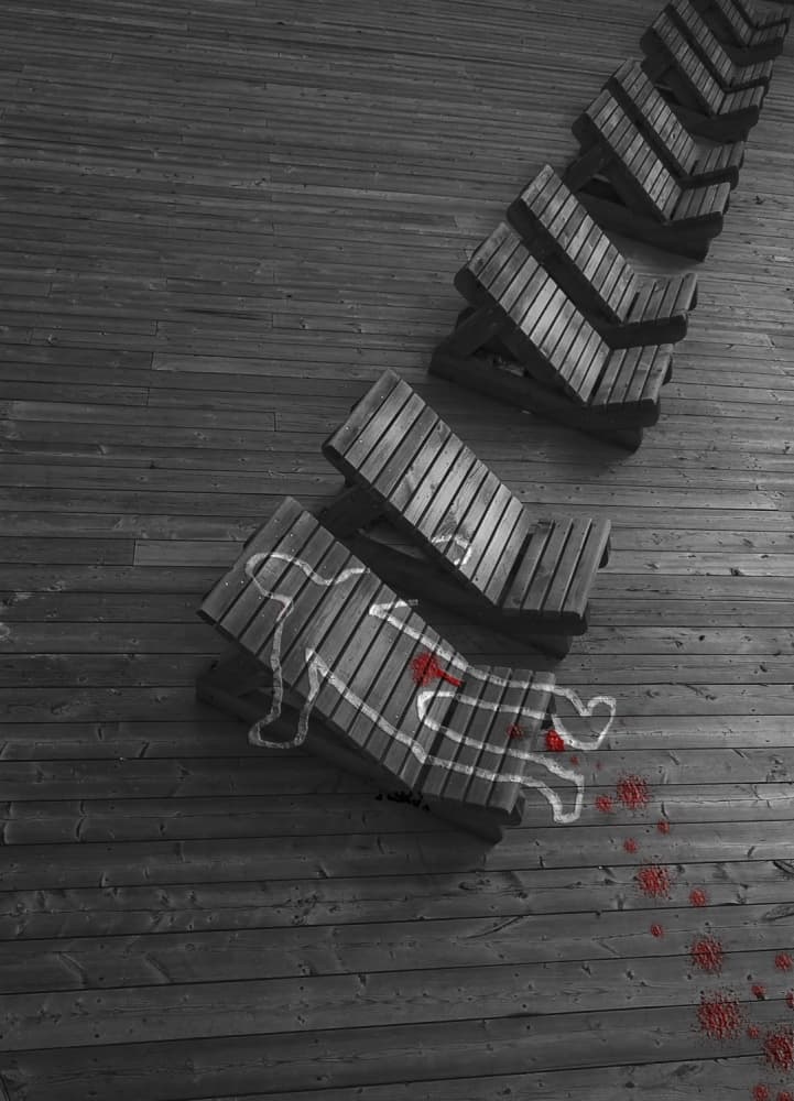 Dark Crime Scene Outline by David Senechal Photographie (polydactyle) — canvas wall art