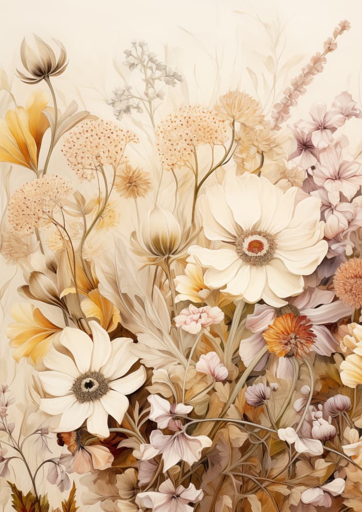 Soft Muted Floral Garden by Lila & Lola — canvas wall art