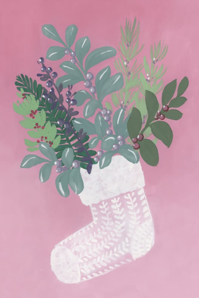 Cozy Holiday Stocking by Rosana Laiz Blursbyai — canvas wall art