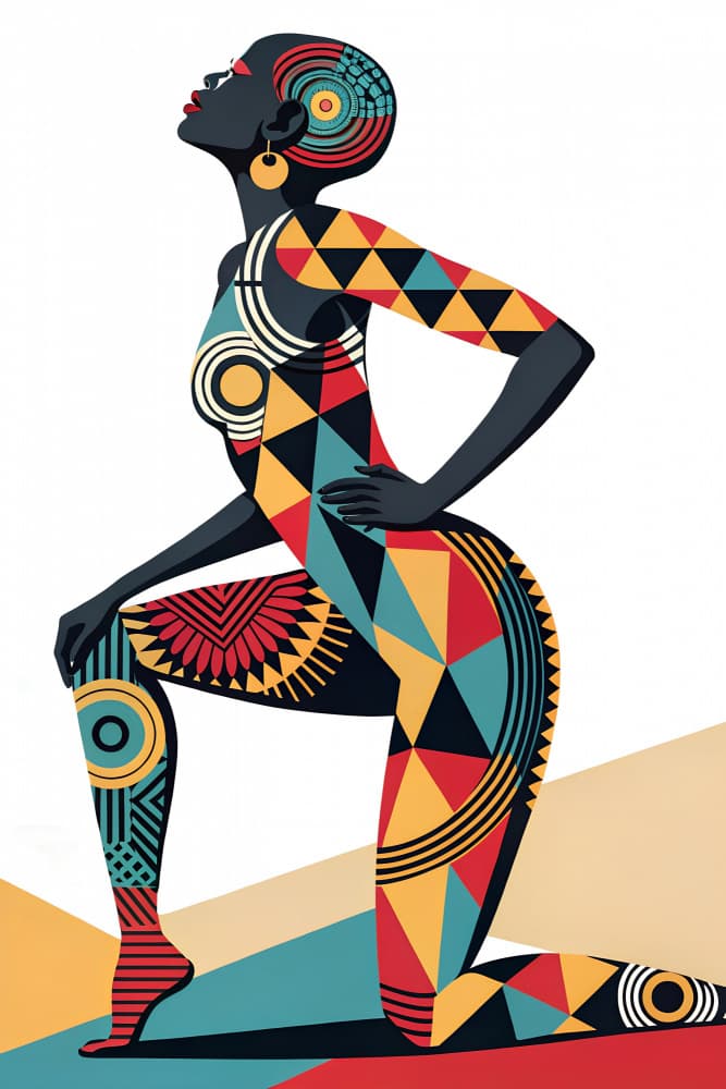 Geometric African Woman by Miguel Bruzual — canvas wall art