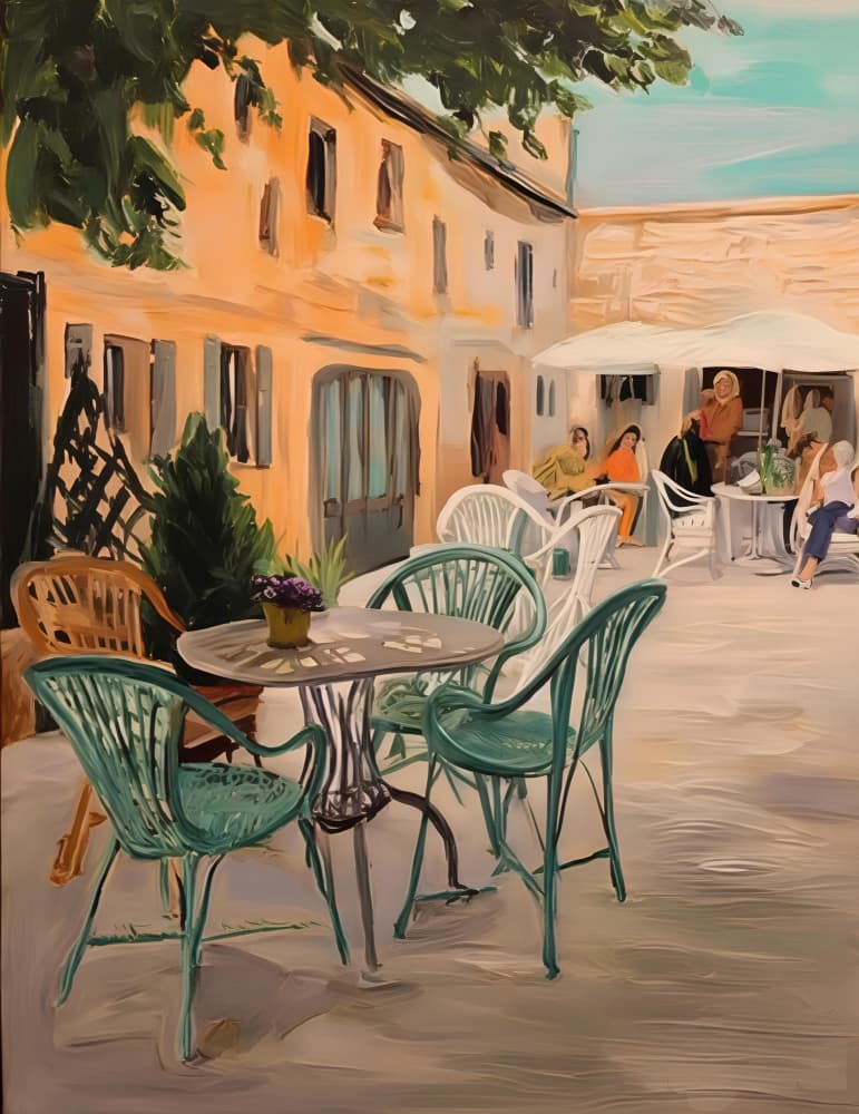 Charming Outdoor Cafe by Avanesova Elena — canvas wall art