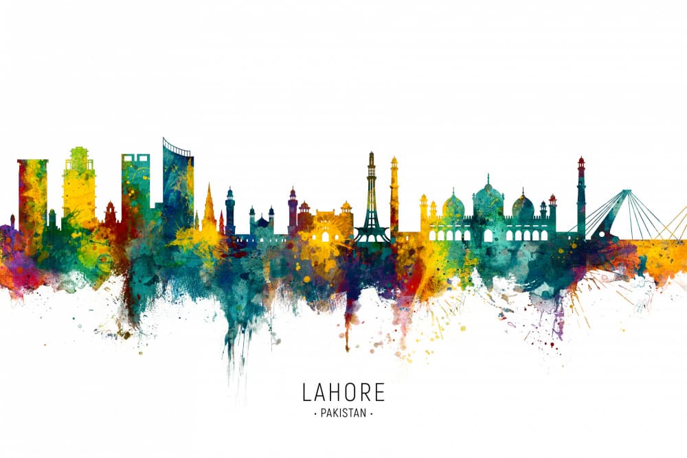 Lahore Pakistan Skyline by Michael Tompsett — canvas wall art