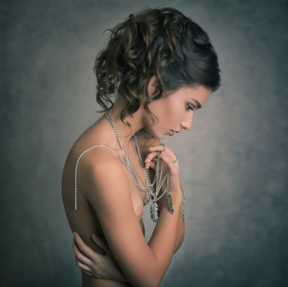 Thoughtful Woman Chains by Yuri Shevchenko — canvas wall art