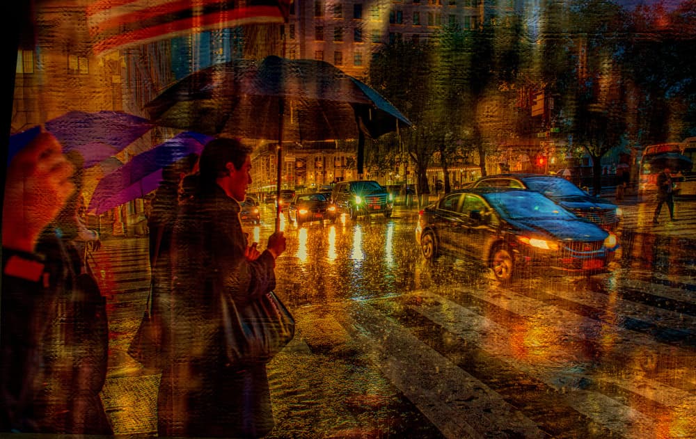Rainy City Night by Anette Ohlendorf — canvas wall art