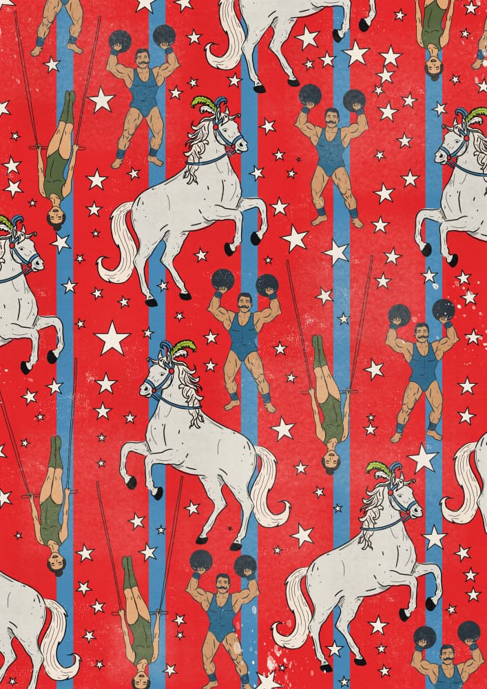 Vintage Circus Pattern by Nicholas — canvas wall art