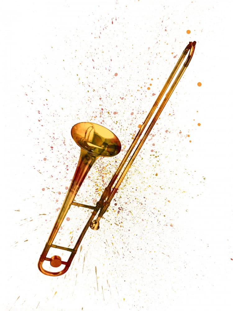 Golden Trombone Splash by Michael Tompsett — canvas wall art