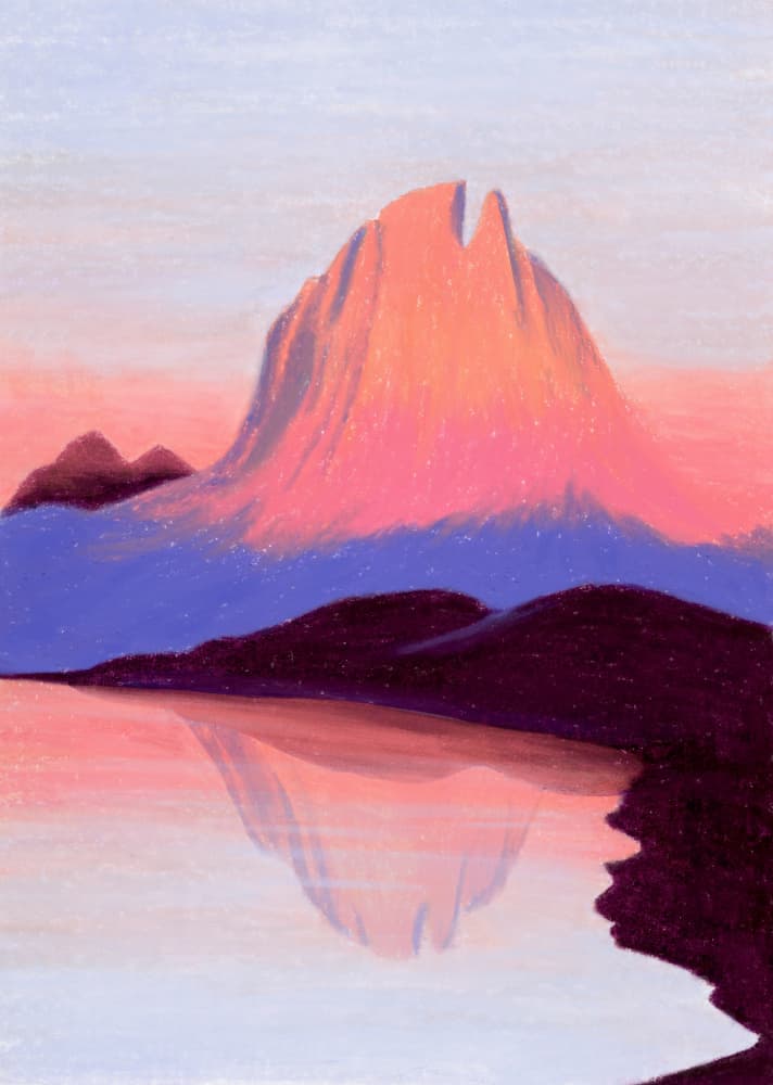 Vibrant Mountain Lake Sunset by Julie Lesouef — canvas wall art