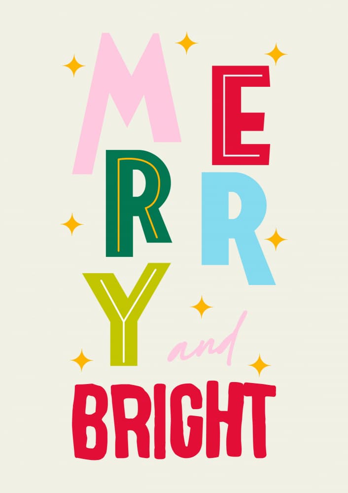 Merry And Bright Christmas by Alina Shulhouskaya — canvas wall art