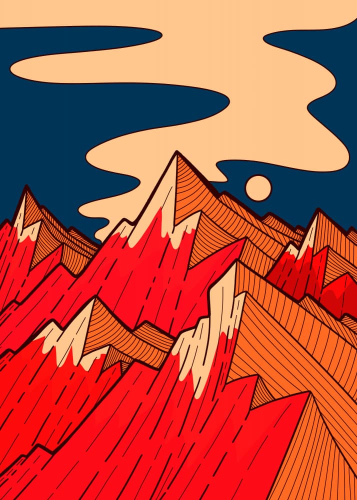 Crimson Mountain Peaks by Stephen Wade — canvas wall art