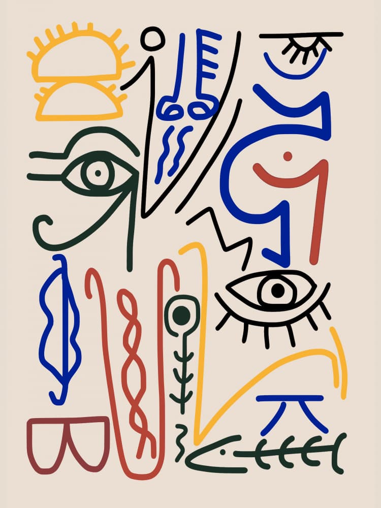 Abstract Egyptian Symbols by Little Dean — canvas wall art