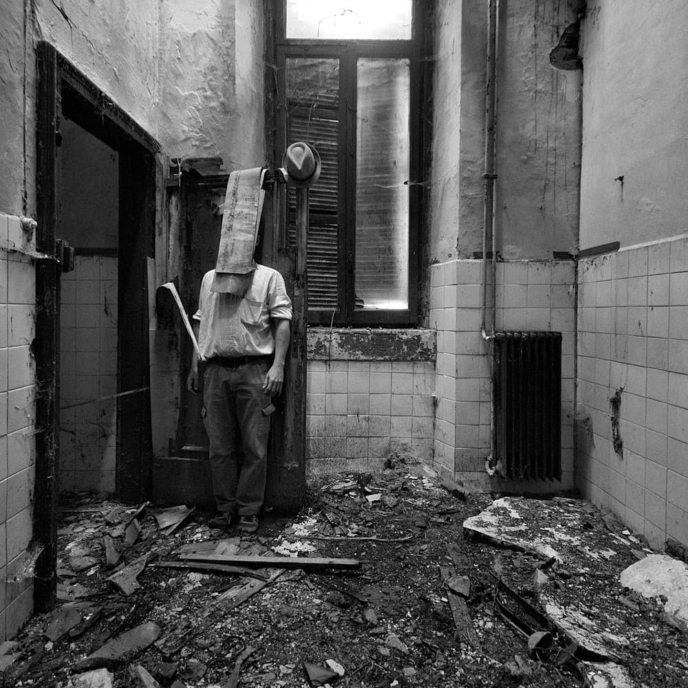 Eerie Figure Abandoned Room by Carlo Ferrara — canvas wall art