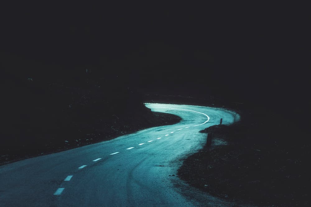 Winding Night Road by Asef Azimaie — canvas wall art