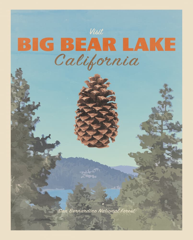 Big Bear Lake, California, USA - Tourism Travel Poster by Tom Windeknecht — canvas wall art