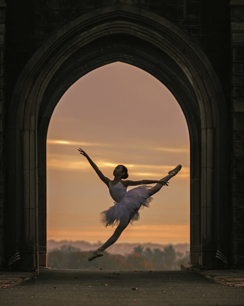 Ballet Leap at Sunset by Cicy Chen — canvas wall art