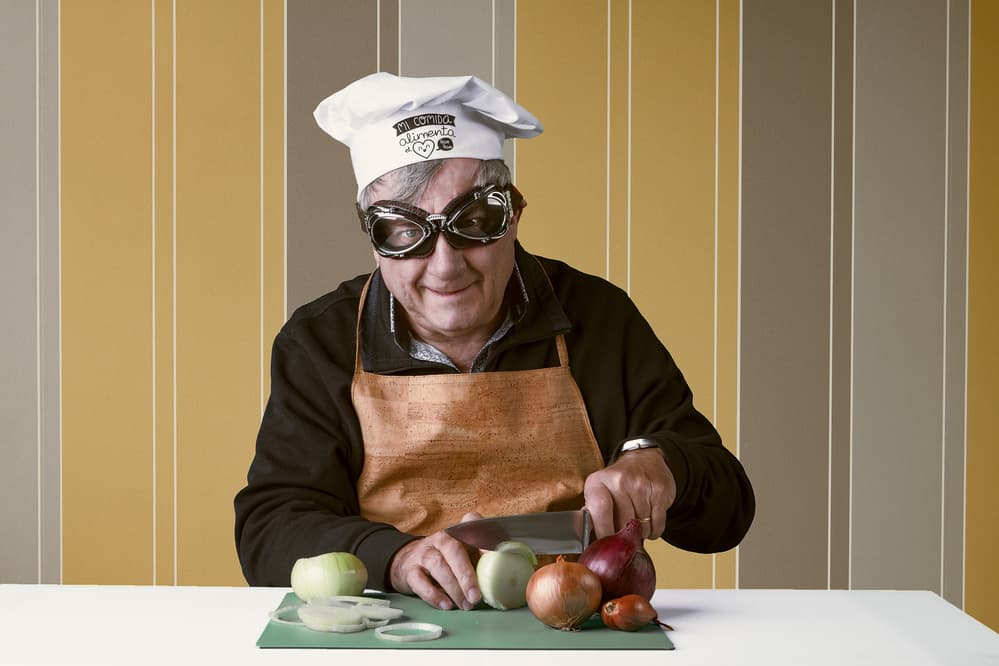 Funny Chef Chopping Onions by Michelle Degryse — canvas wall art