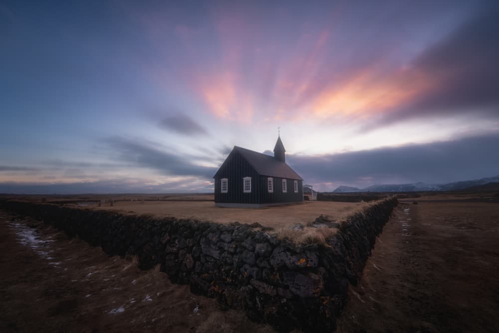 Black Church Twilight Glow by Yongnan Li (李永男) — canvas wall art