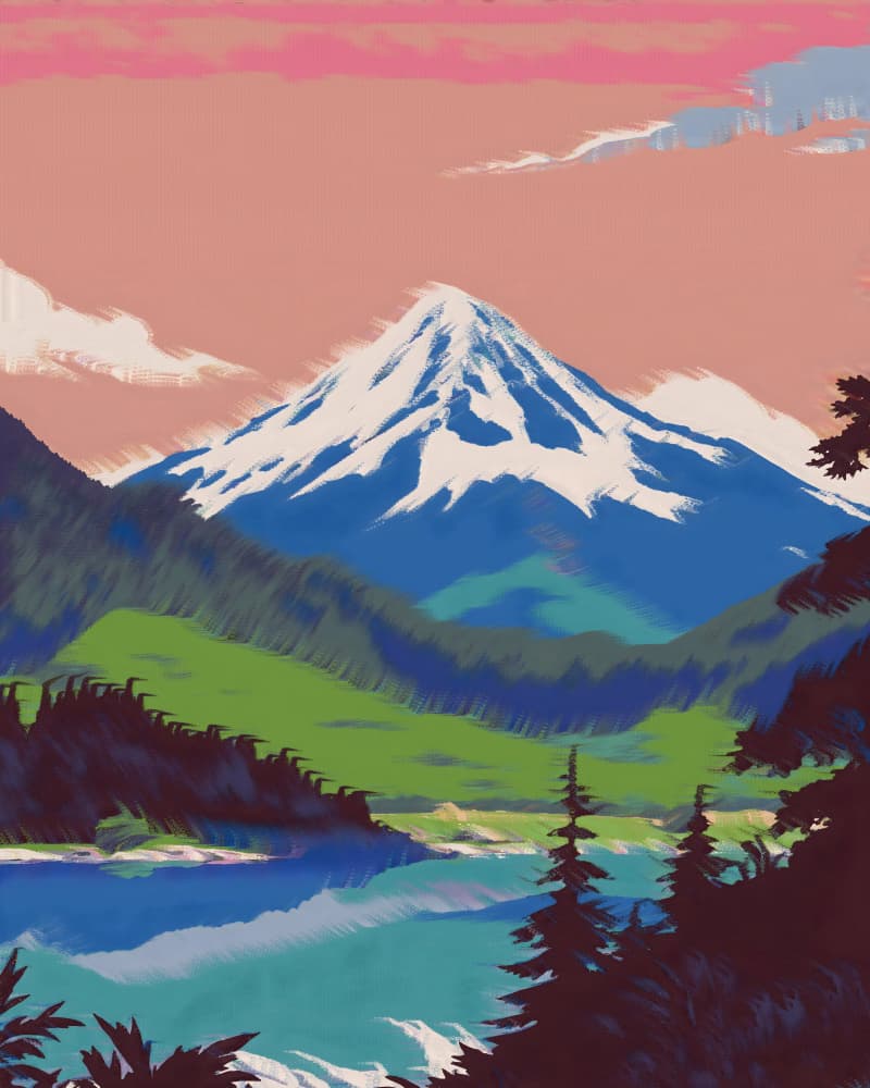 Pink Sky Mountain Lake by Uma Gokhale — canvas wall art