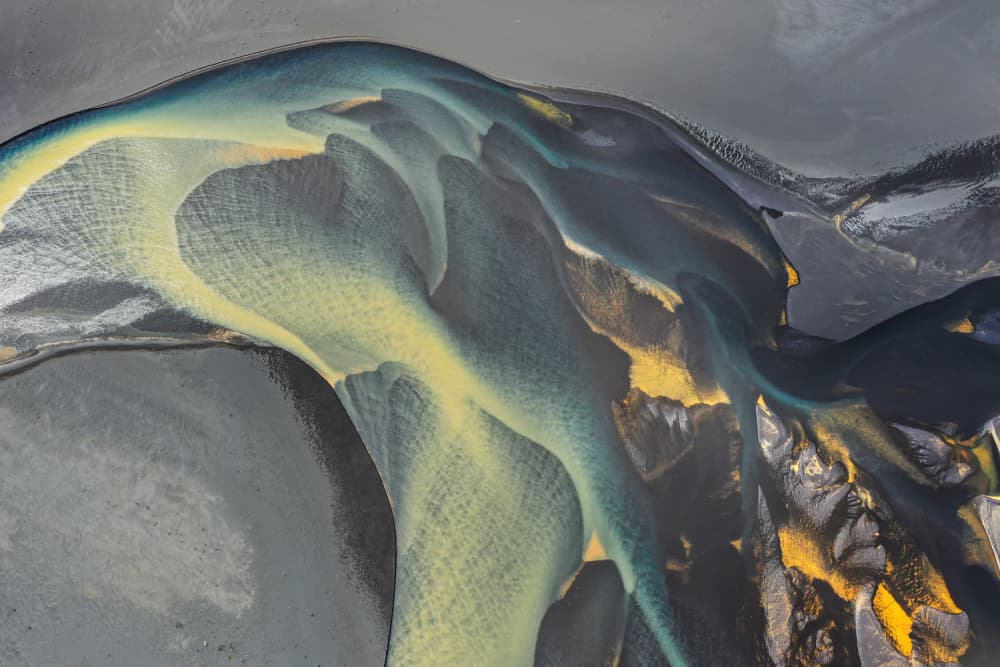 Vibrant Glacial River Abstract by James Cai — canvas wall art