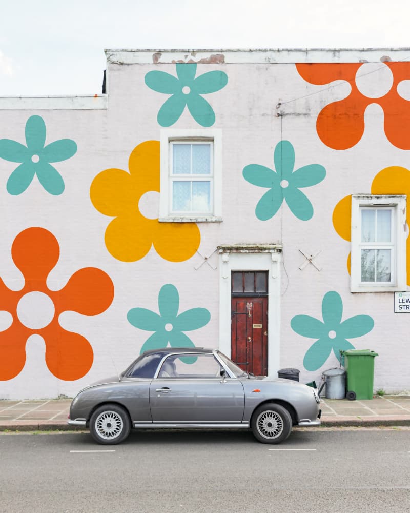 Retro Flowers Vintage Car by Gabor Estefan — canvas wall art