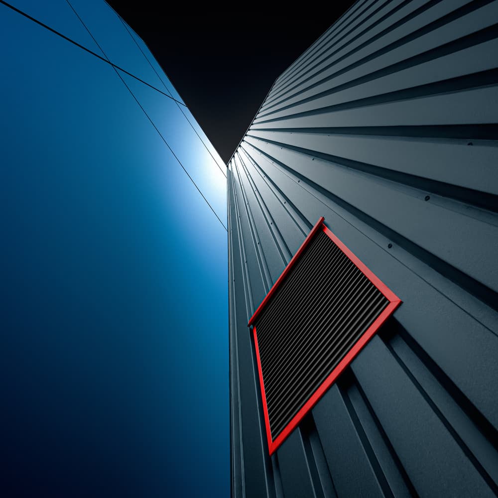Blue Steel Red Vent by Marc Huybrighs — canvas wall art