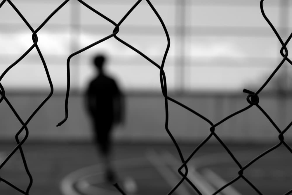 Blurred Figure Behind Fence by Paulo Medeiros — canvas wall art