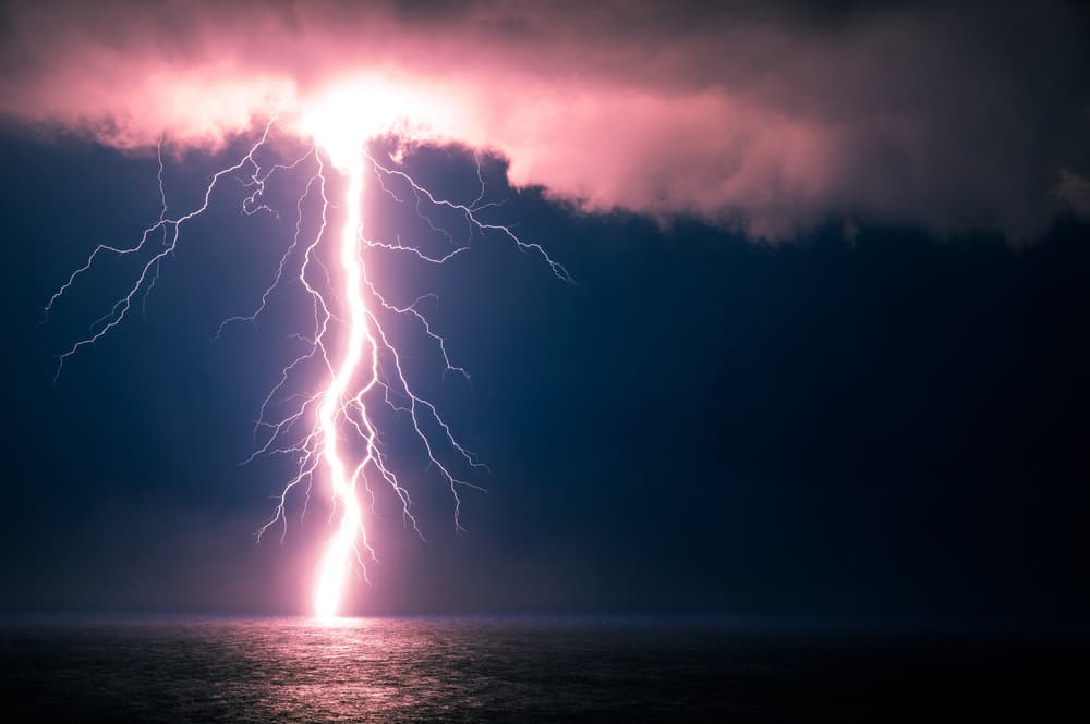 Lightning Over Dark Sea by Alessandro Traverso — canvas wall art