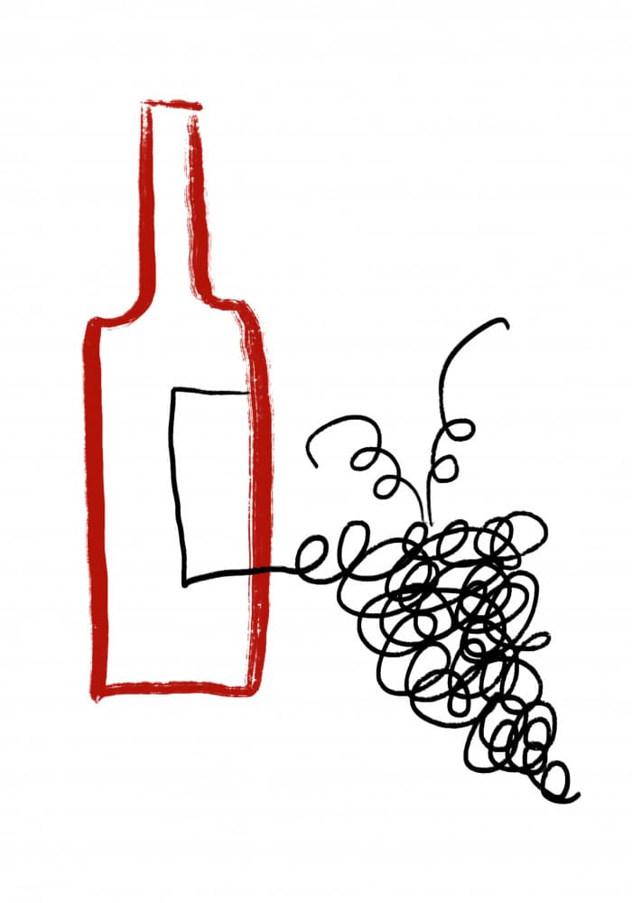 Red Wine And Grapes by Cesare Bellassai Art — canvas wall art