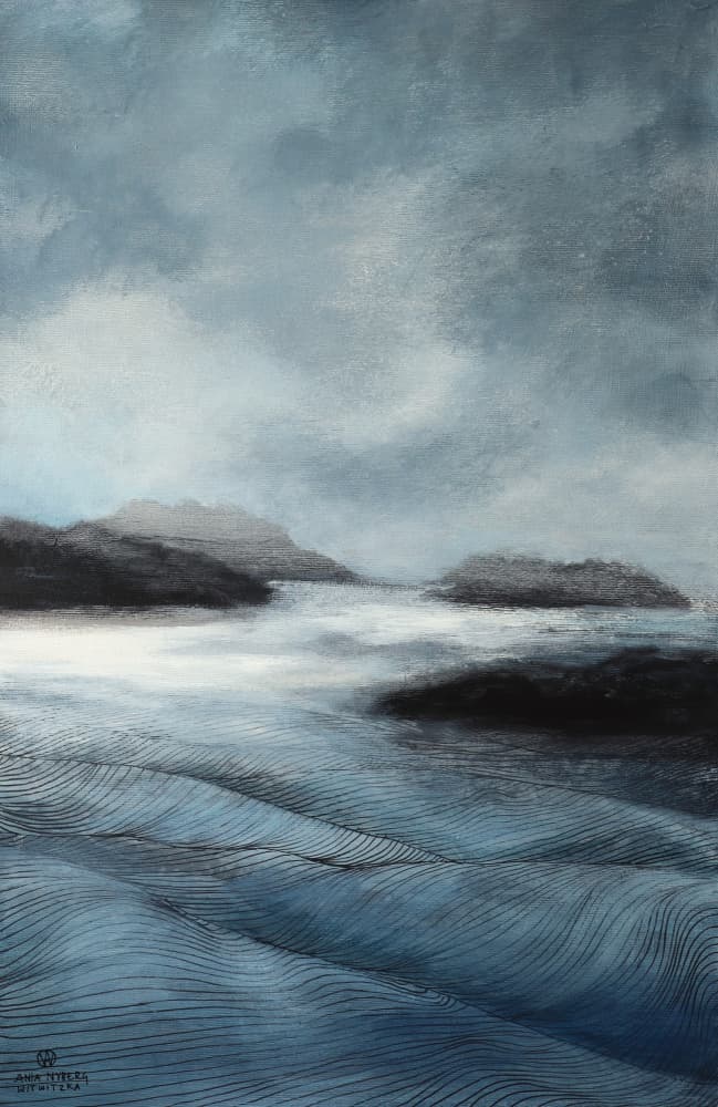 Misty Coastal Waves by Ania Witwitzka — canvas wall art