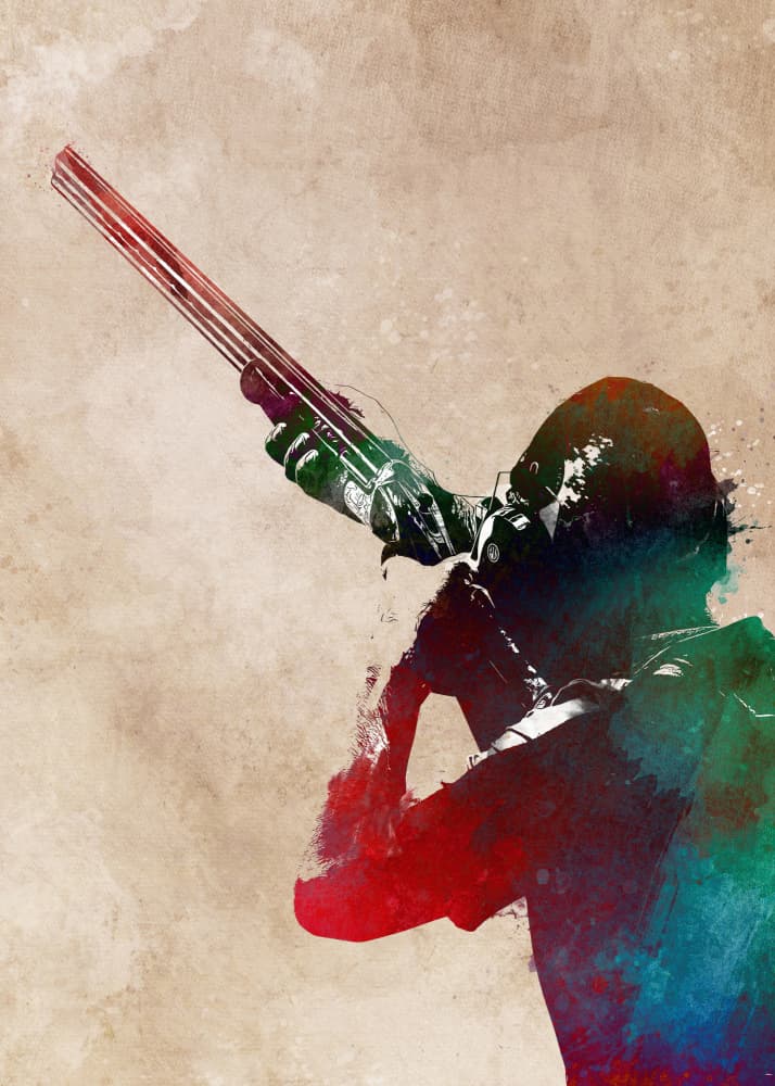 Colorful Shotgun Aim by Justyna Jaszke — canvas wall art