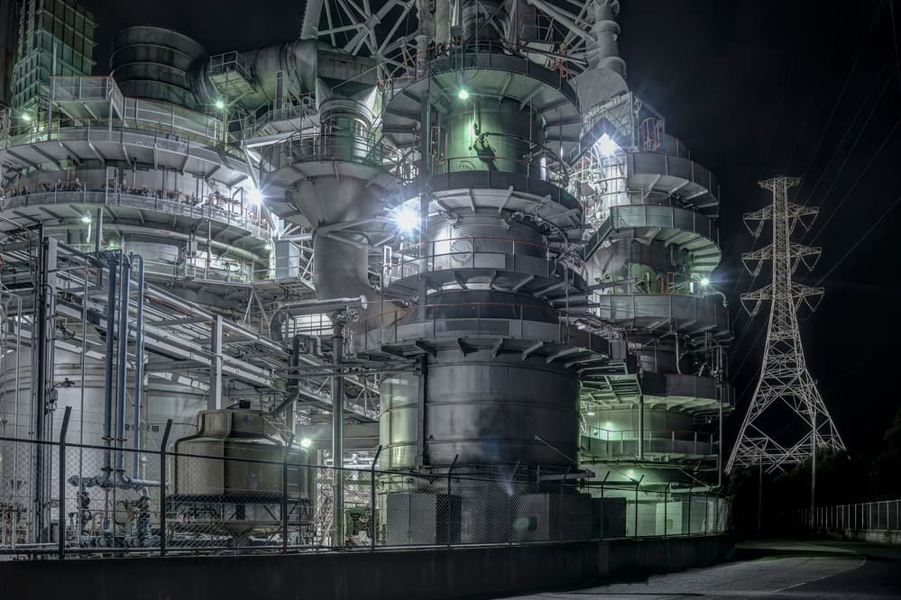 Industrial Night Energy by Tomoshi Hara — canvas wall art