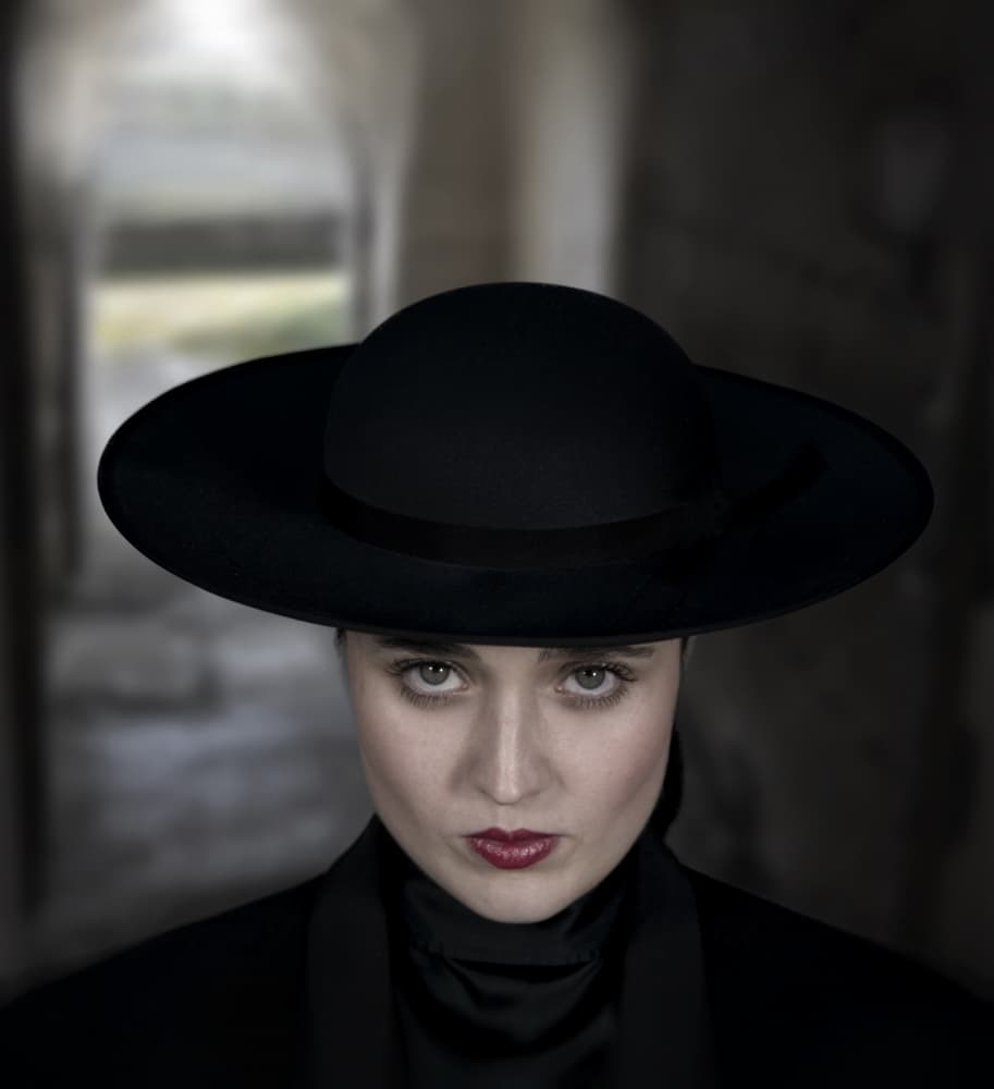 Elegant Woman Black Hat by kenp — canvas wall art