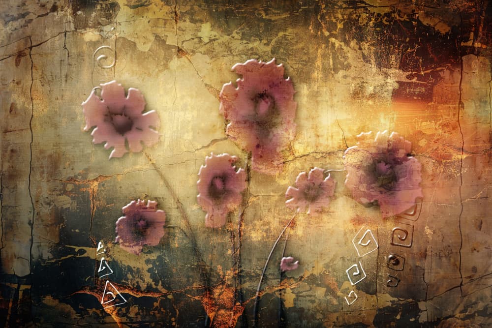 Abstract Grunge Flowers by Rafal Kulik — canvas wall art
