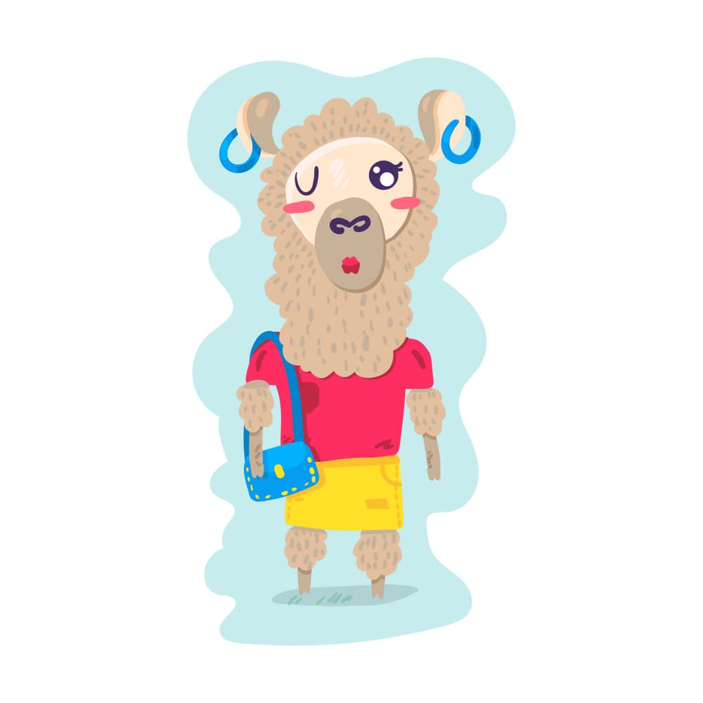 Winking Llama Style by Marika Barsrsind — canvas wall art